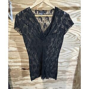 Y2K Babydoll Top Large Whimsigoth Lace Sheer Dark Romantic Festival Layering